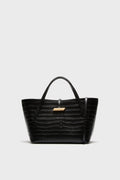 Black Croc Embossed Petite Penne Tote
