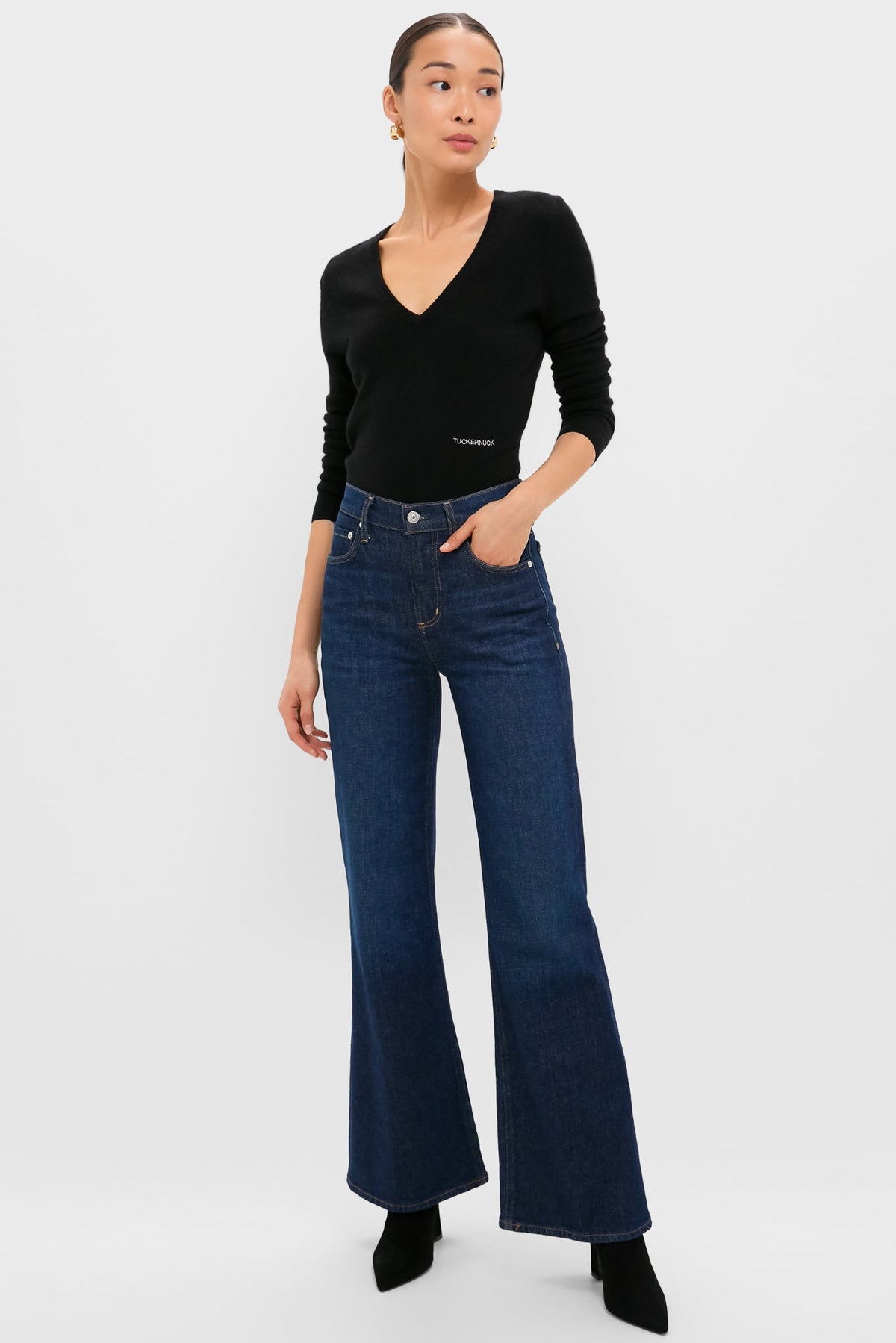 Black Cashmere Katherine V-Neck Sweater