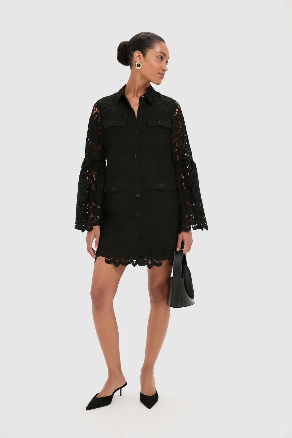 Black Lace Long Sleeve Rachael Mini Dress