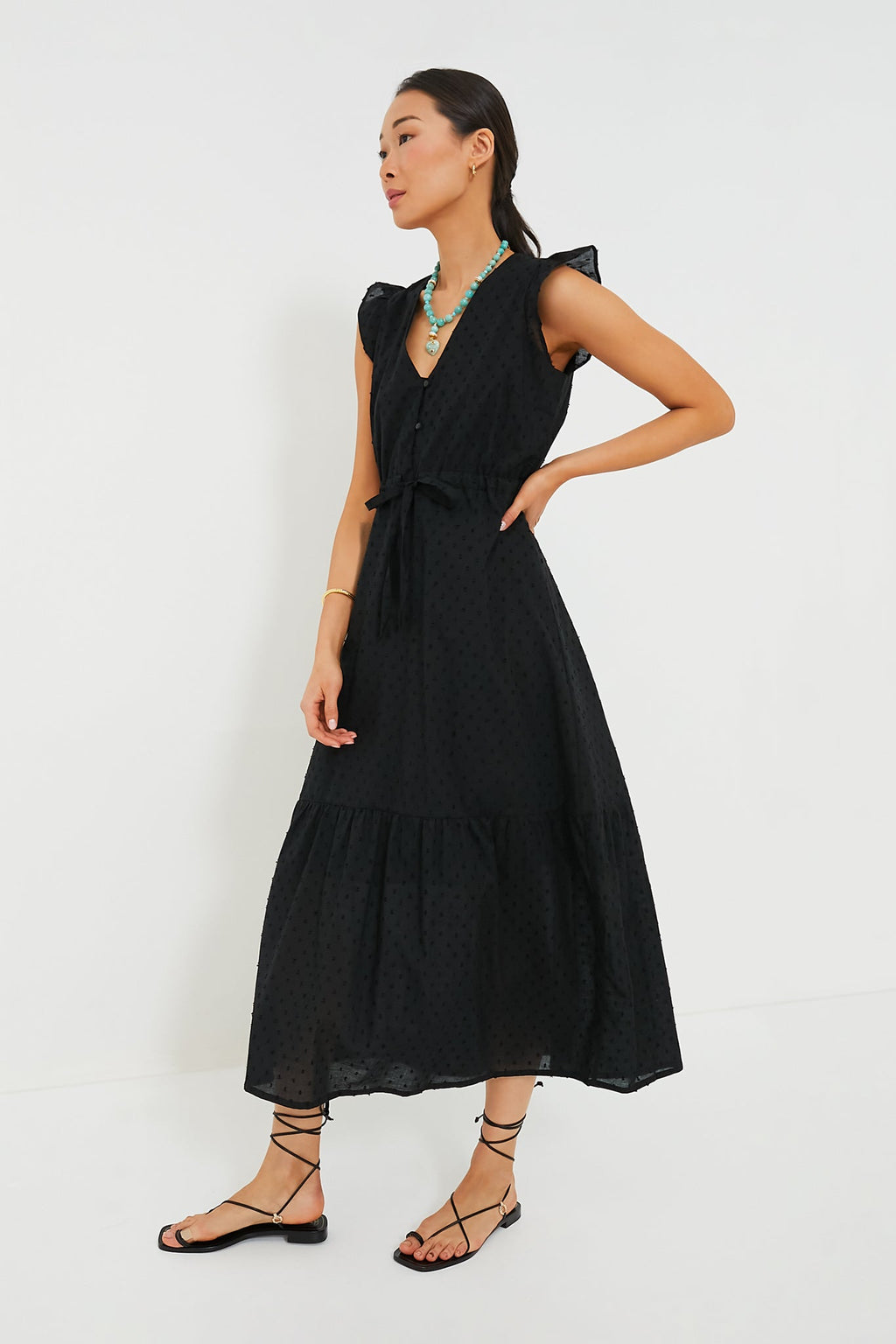 Black Swiss Dot Surya Dress