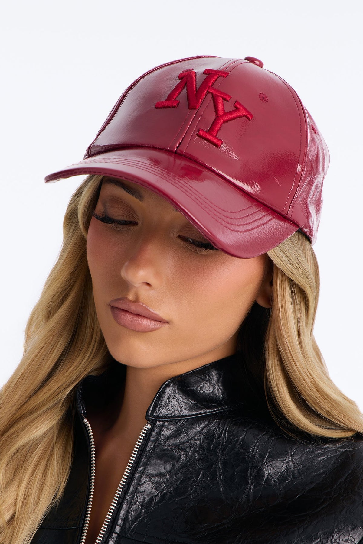 NY Gloss Baseball Hat - Burgundy
