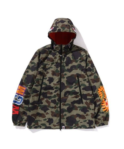 A BATHING APE 连帽拉链卫衣 1ST CAMO SHARK 宽松版 绿色