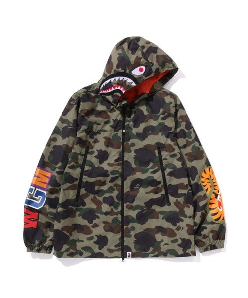 A BATHING APE 连帽拉链卫衣 1ST CAMO SHARK 宽松版 绿色