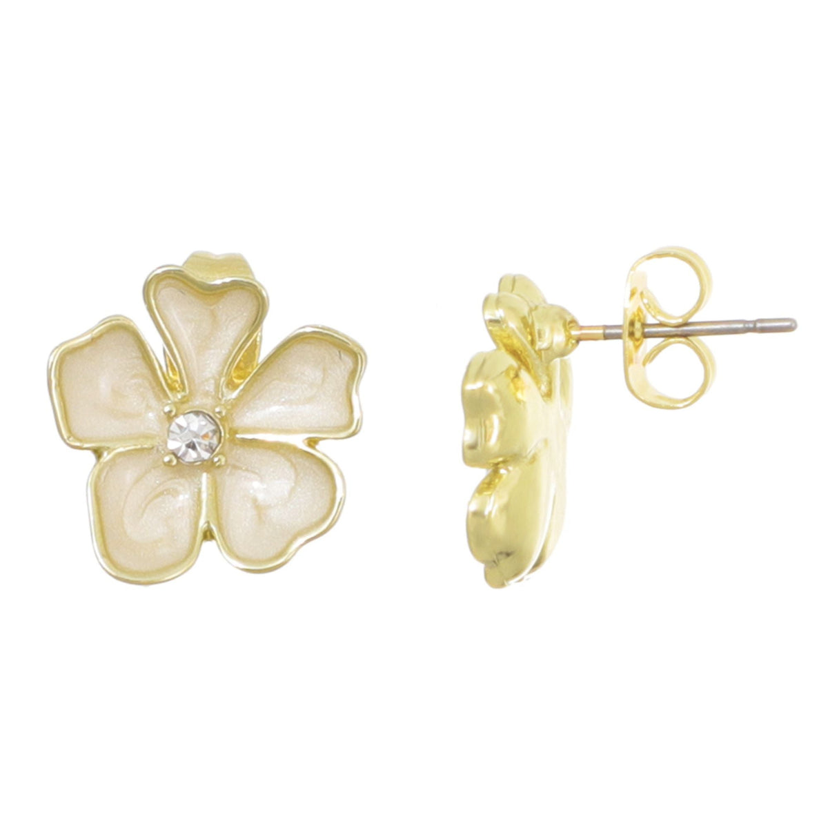 Gold Plated Pearlescent Stud Earrings