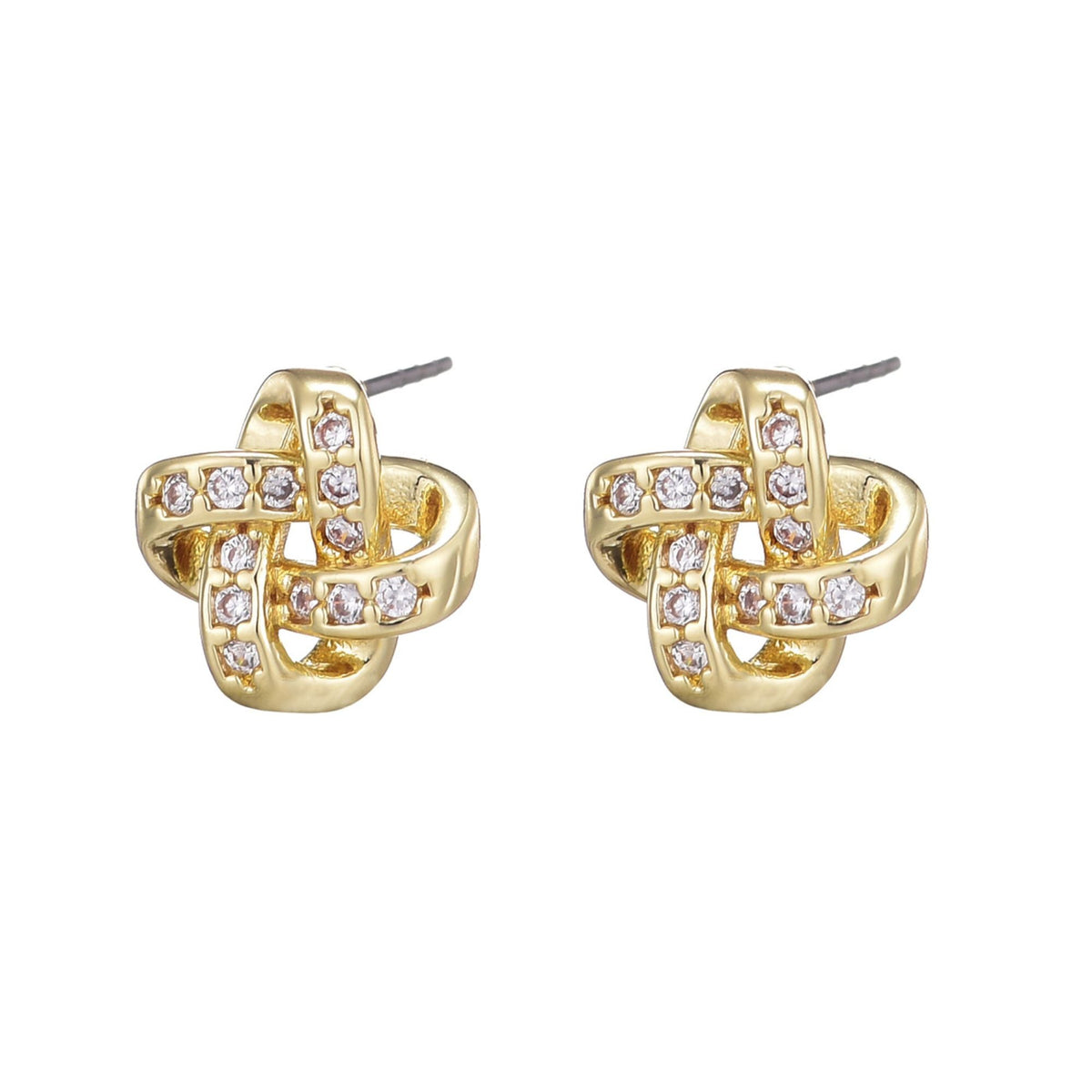14k Gold Plated Knot Twist Stud Earrings