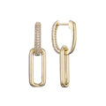14K Gold Plated Crystal Single Link Drop Earrings