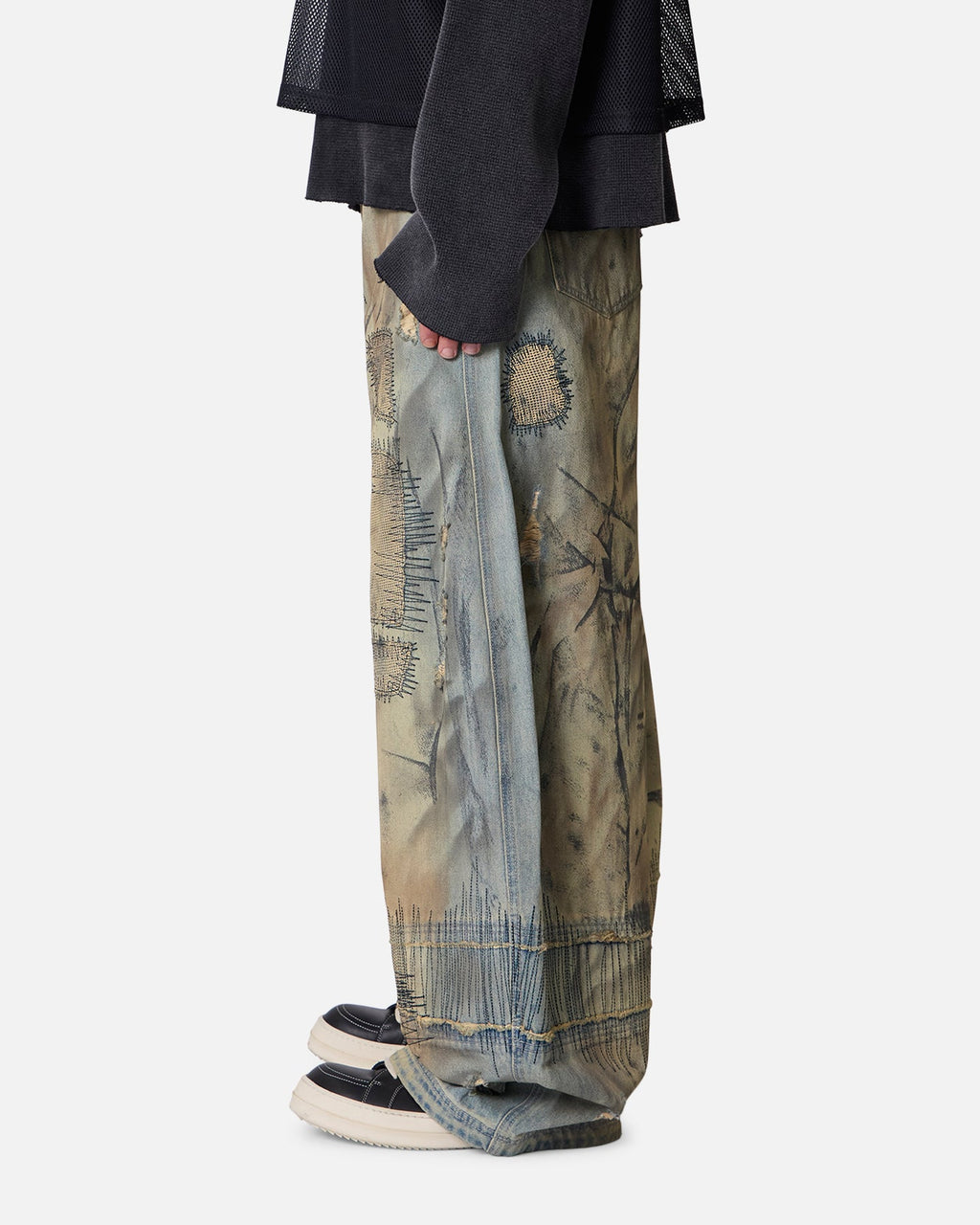 MNML Stitched Barrel Denim Pants Vintage Blue