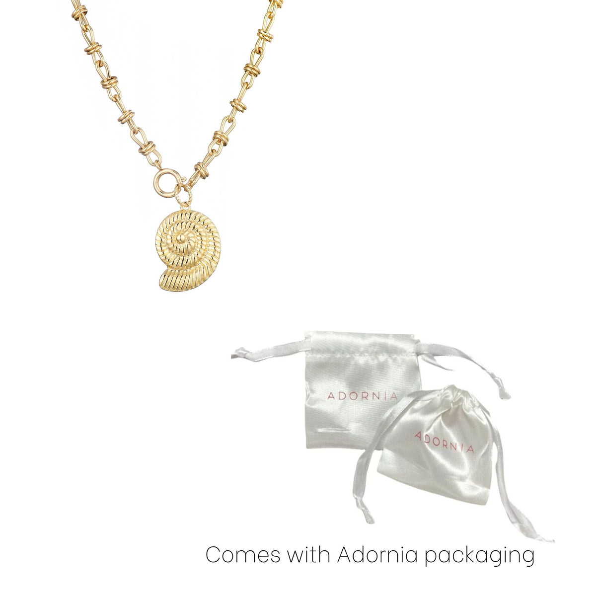 14k Gold Plated Chunky Shell Pendant Necklace