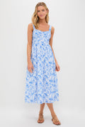 Blue Watercolor Annette Midi Dress