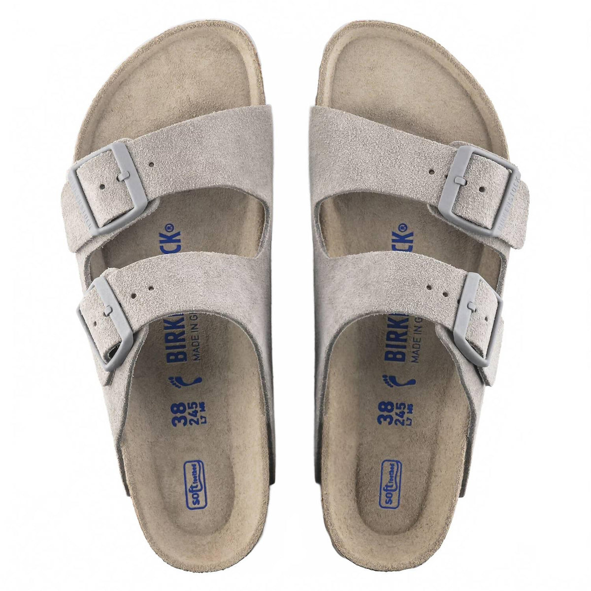 Unisex Arizona Soft Footbed Sandal In Stone Coin
