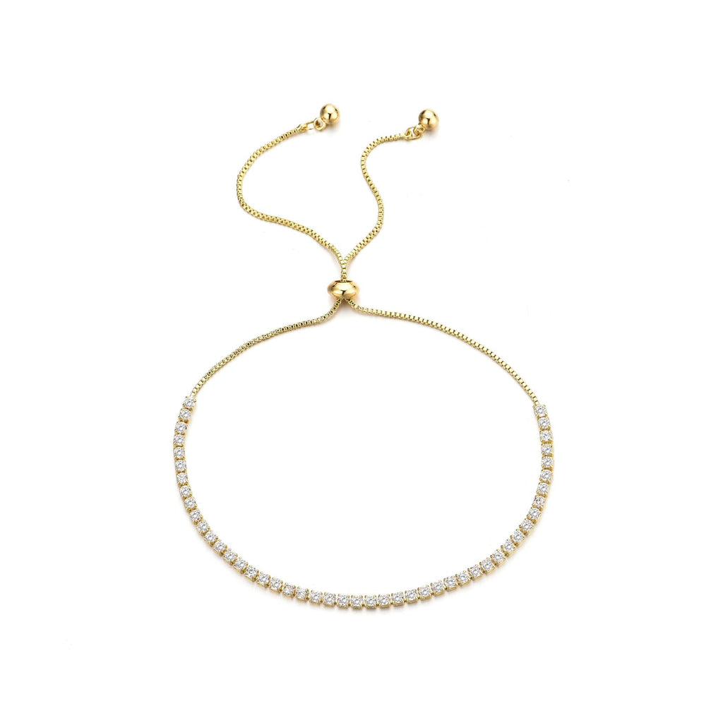 14k Gold Plated Adjustable Tennis Bolo Bracelet