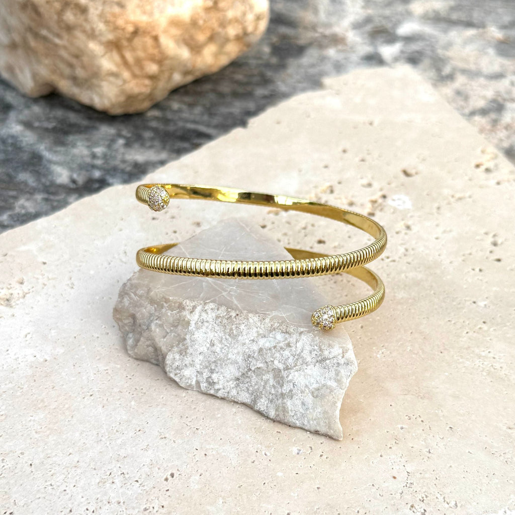 14k Gold Plated Crystal Wrap Cuff