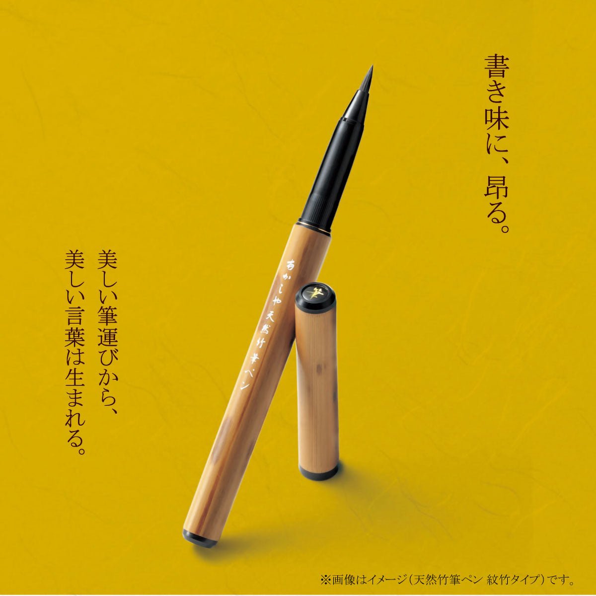 Akashiya 天然竹杆毛笔签字笔 漆艺风透明盒装 含2支墨囊 AK2000UP