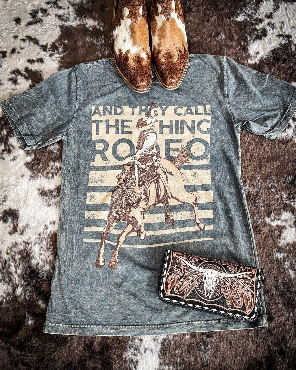 And They Call The Thing Rodeo Graphic Tee - Gray