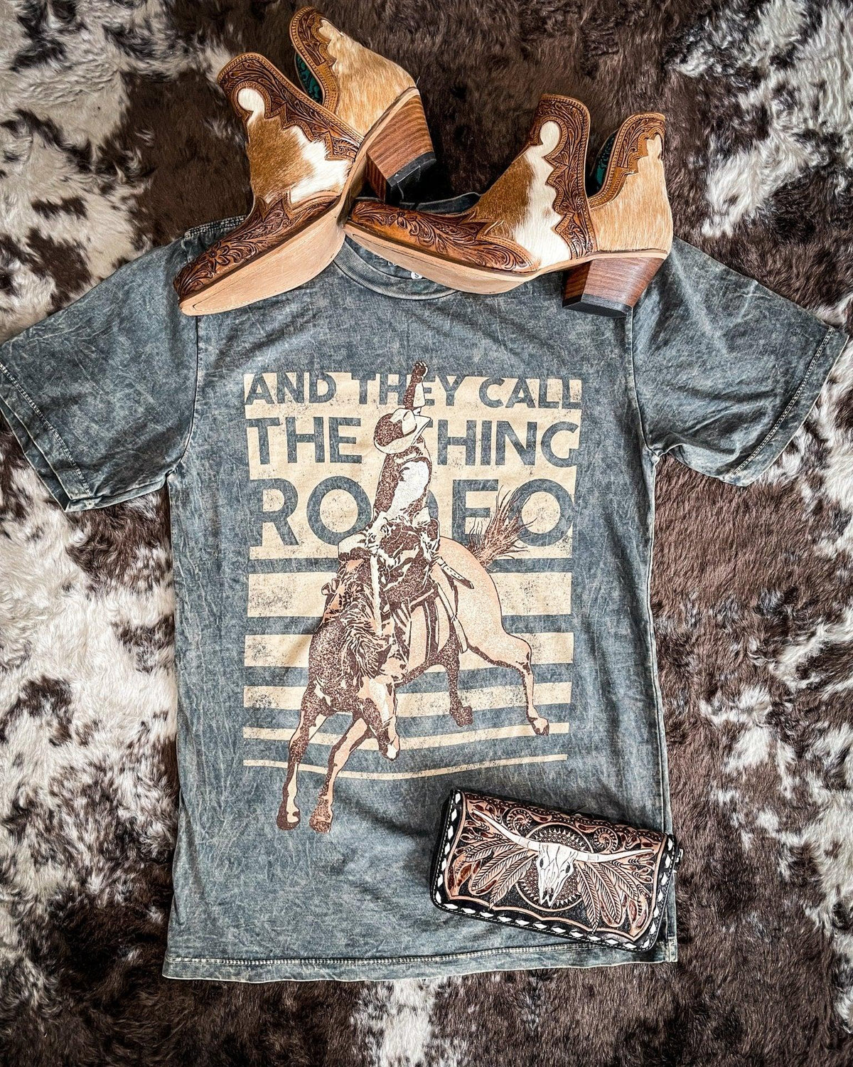 And They Call The Thing Rodeo Graphic Tee - Gray