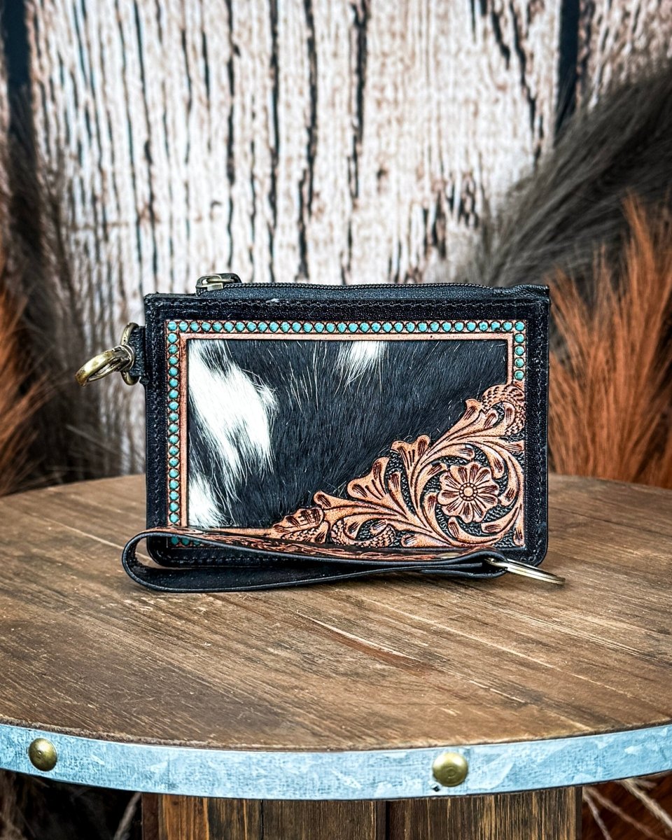 Apache Twilight Handtooled Hairon Leather Card Holder by Myra Bag
