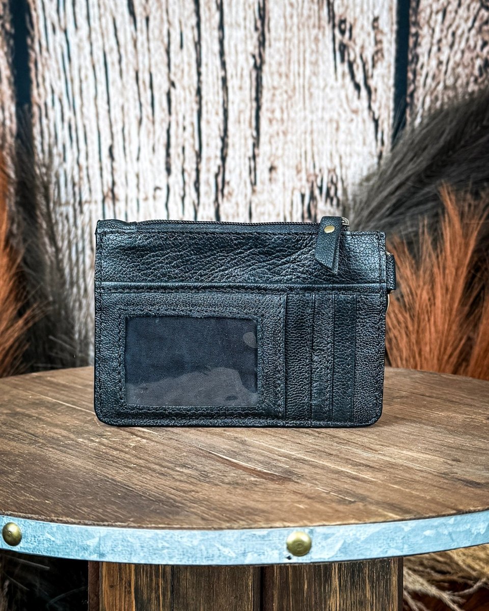 Apache Twilight Handtooled Hairon Leather Card Holder by Myra Bag