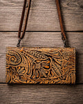 Arioso Tooled Leather Crossbody Wallet by Myra Bag