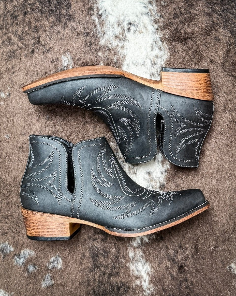 Ava Vintage Bootie in Black by Roper