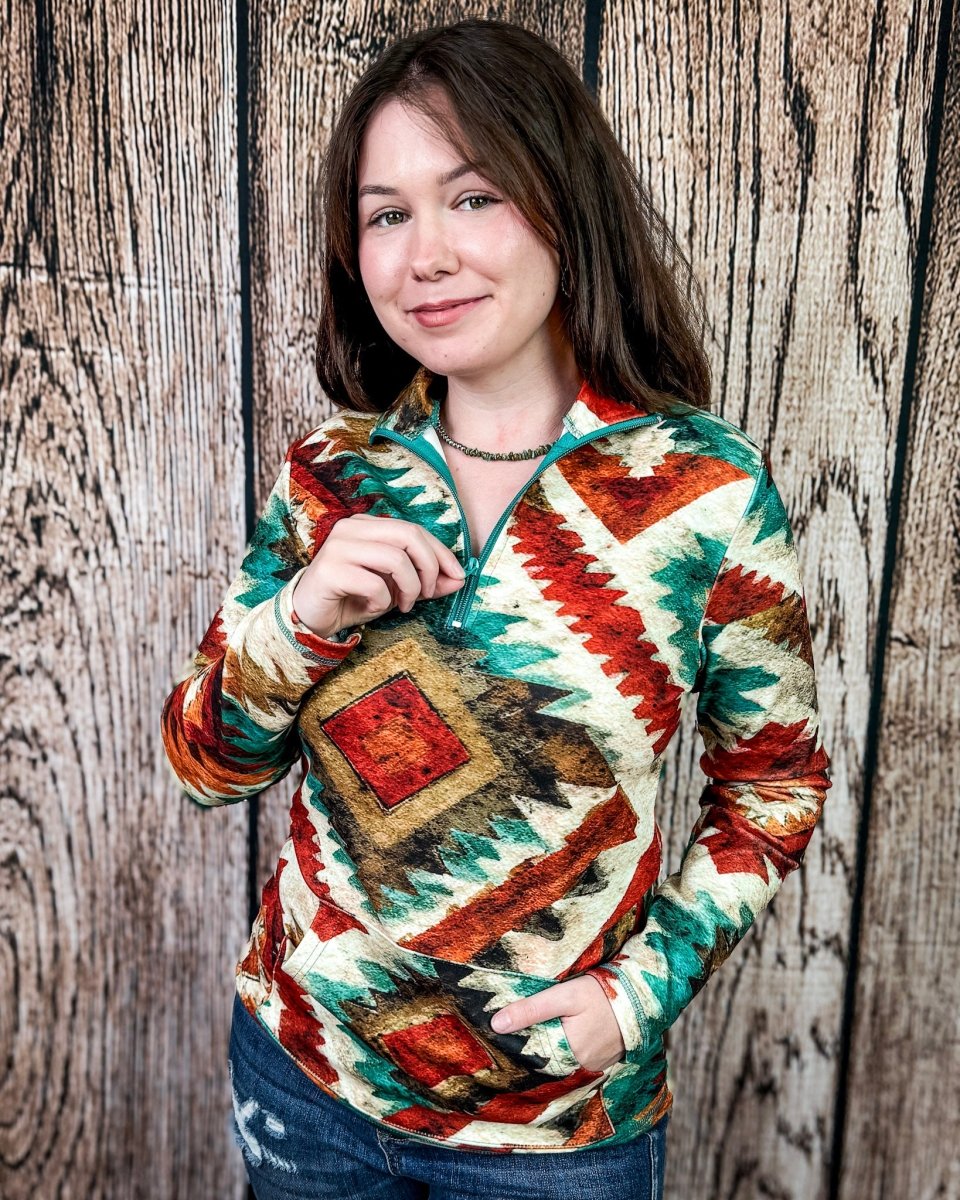Aztec Sundown Fitted Pullover by Sterling Kreek