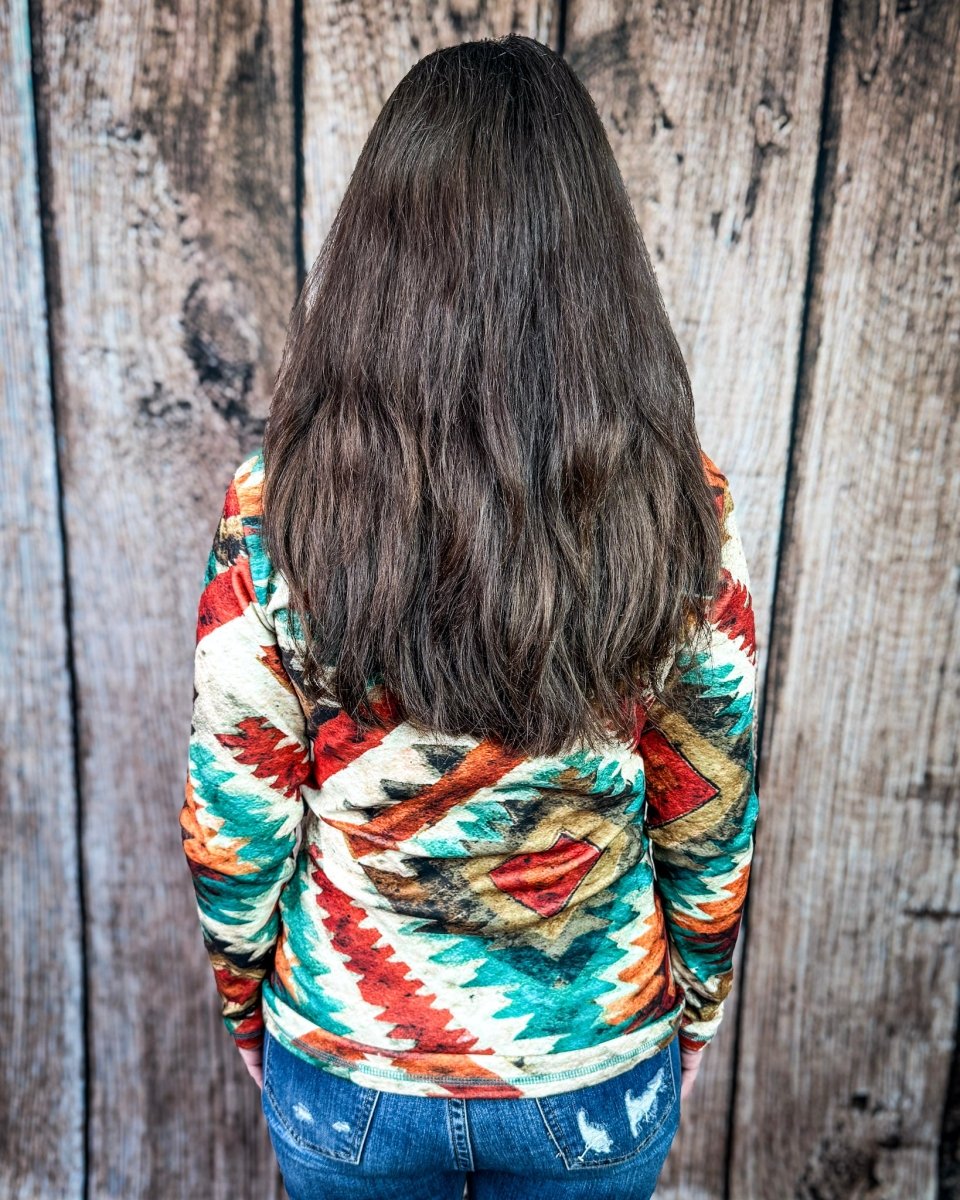 Aztec Sundown Fitted Pullover by Sterling Kreek