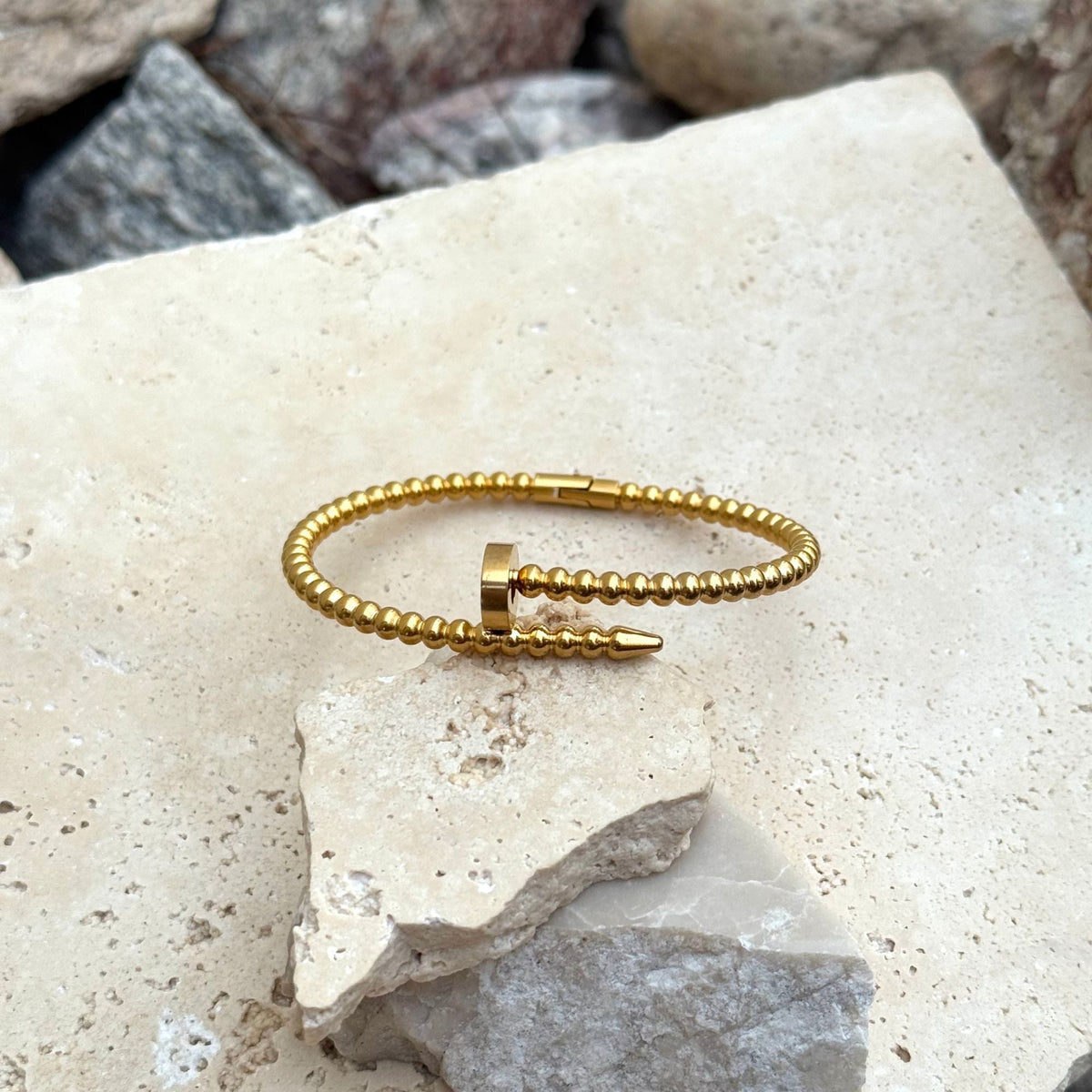 Tarnish Resistant 18k Gold Plated Beaded Nail Cuff