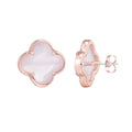 14k Rose Gold Plated Clover Stone Stud Earrings
