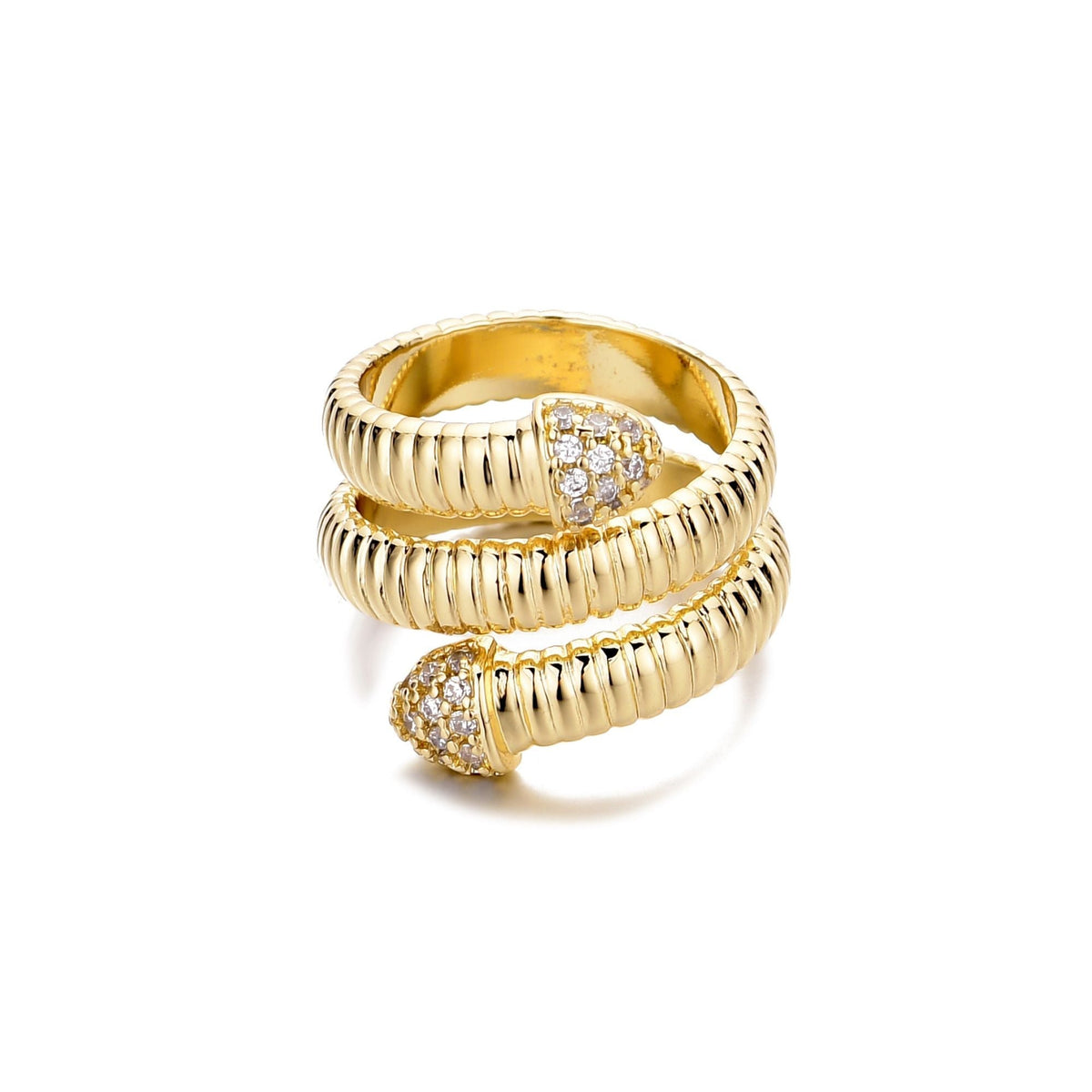 14k Gold Plated Coil Wrap CZ Ring