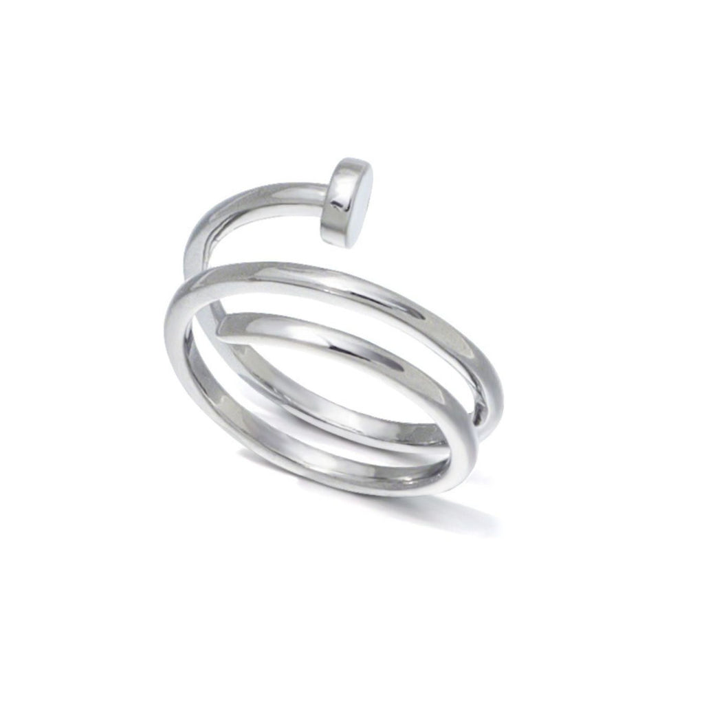 Silver Plated Nail Double Wrap Ring