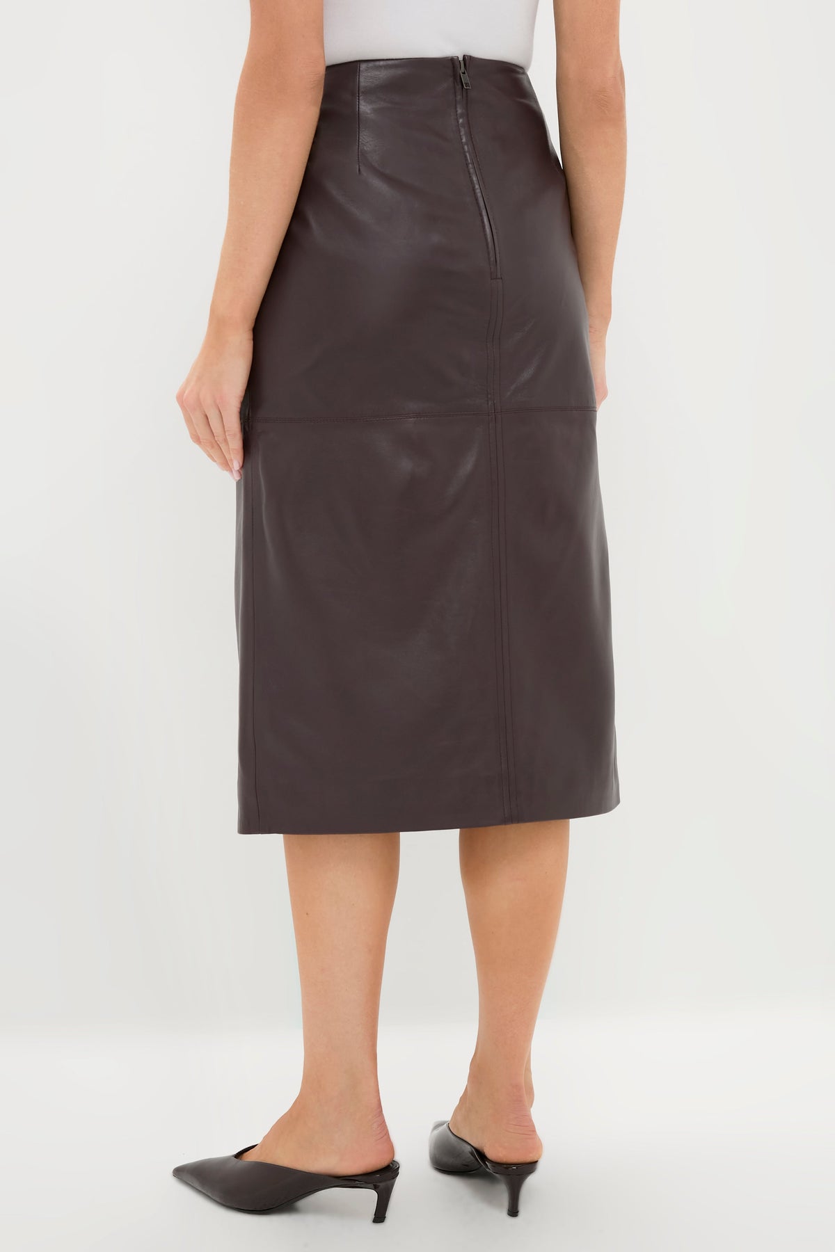 Bordeaux Leather Felindra Midi Skirt