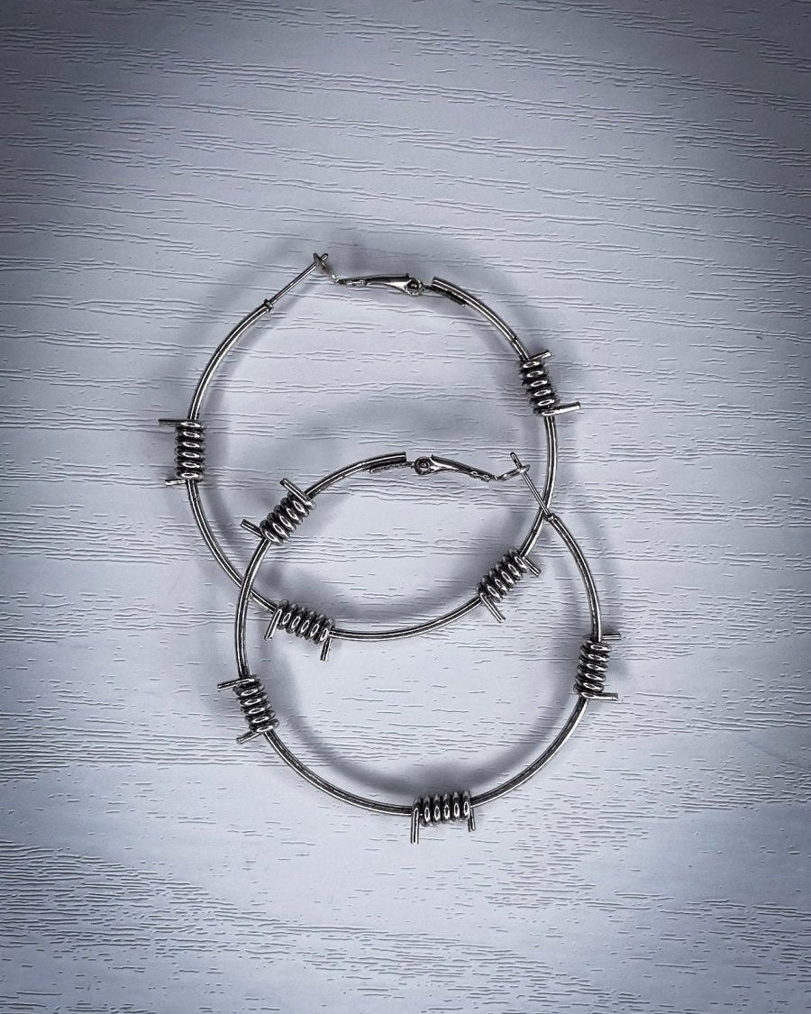 Barb Fashion Hoop Earrings in Silver