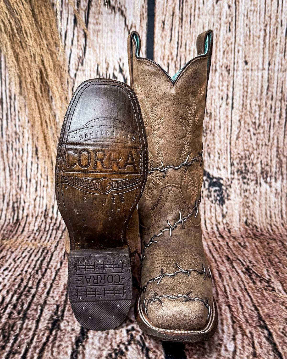 Barbed Trailblazer Square Toe Boots in Distressed Brown by Corral