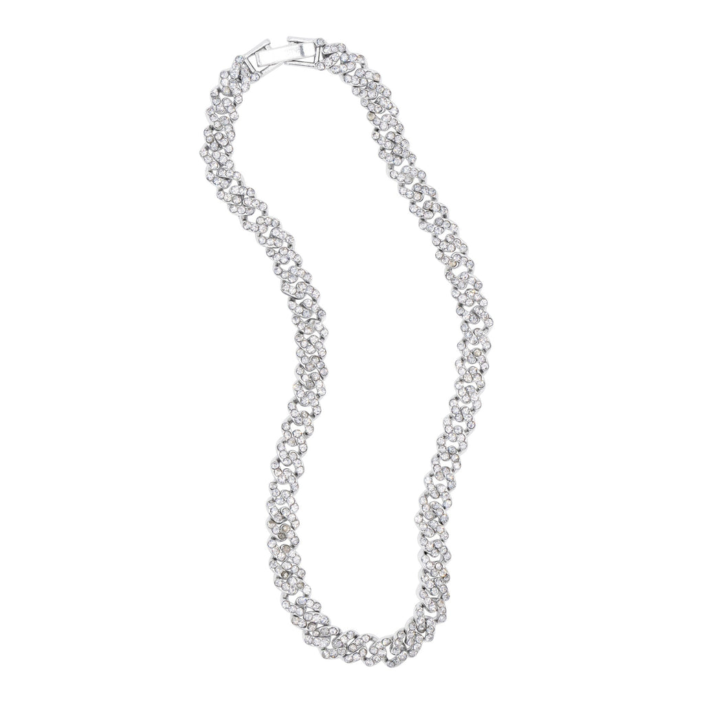 Silver Plated 10" 8mm Crystal Curb Chain Anklet silver