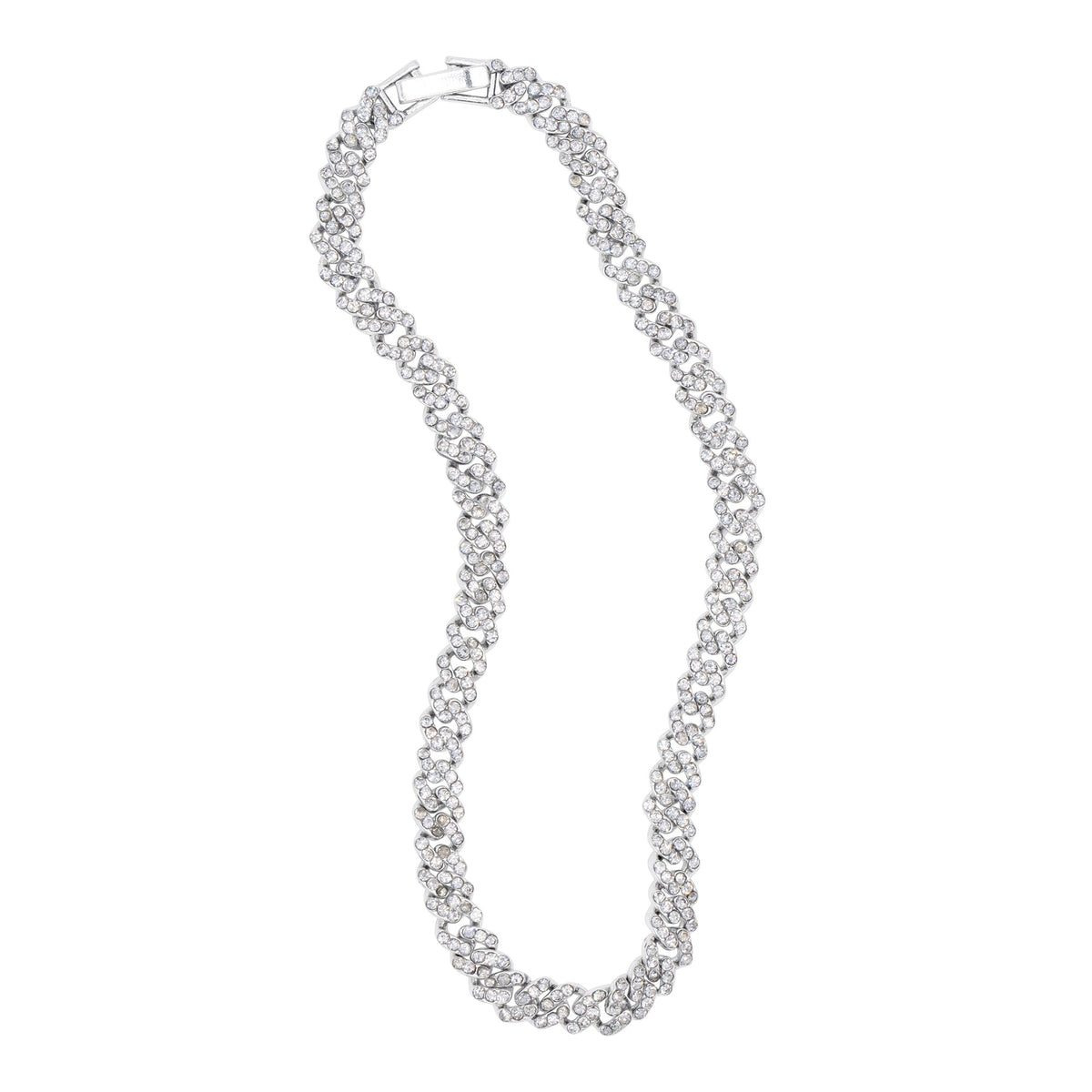 Silver Plated 10" 8mm Crystal Curb Chain Anklet silver
