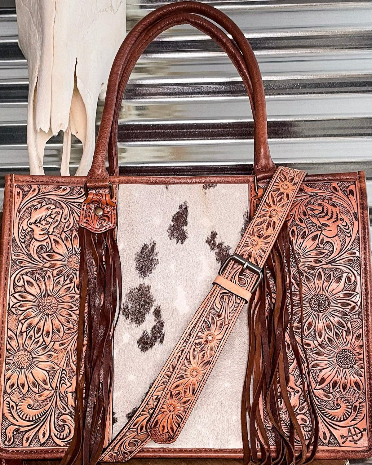 Betsy Hand Tooled Leather Tote Bag
