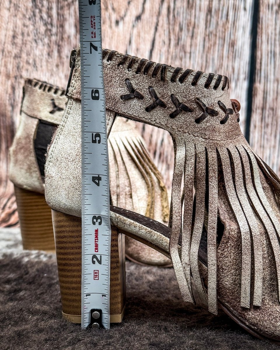 Bettina Closed Back Suede Mule Heel With Fringe by Roper