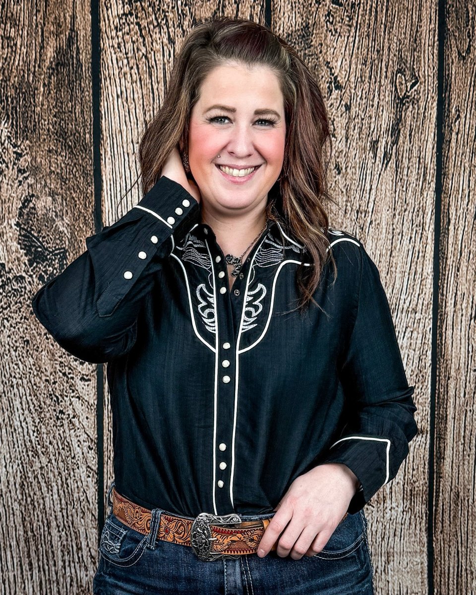 Blackwood Pearl Snap Western Shirt in Black by Lucky and Blessed