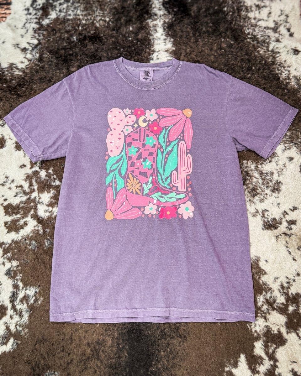 Boho Floral Cowgirl Boots Graphic Tee