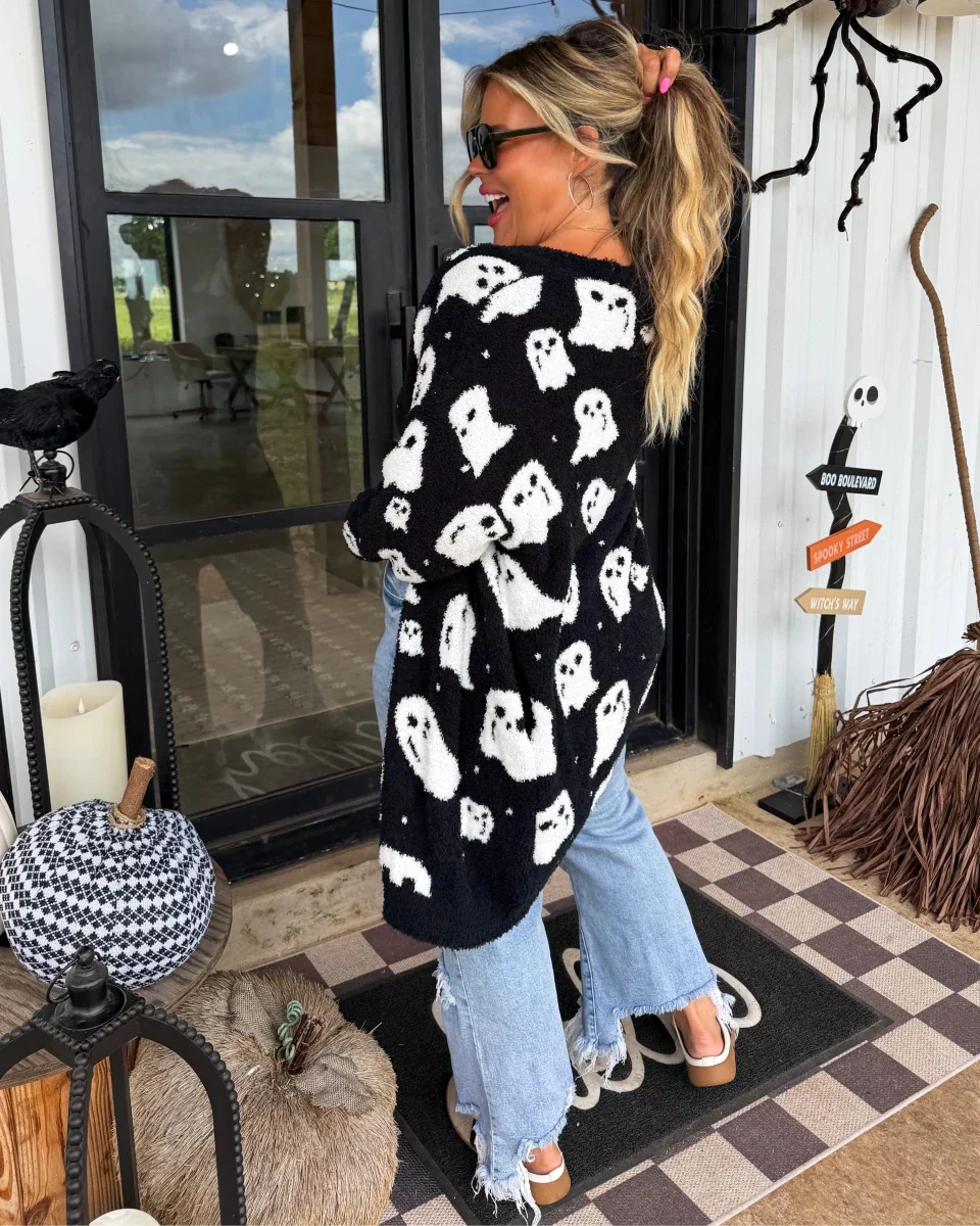 Boo Crew Reversible Cloud Cardigan in Ghost by Blakeley