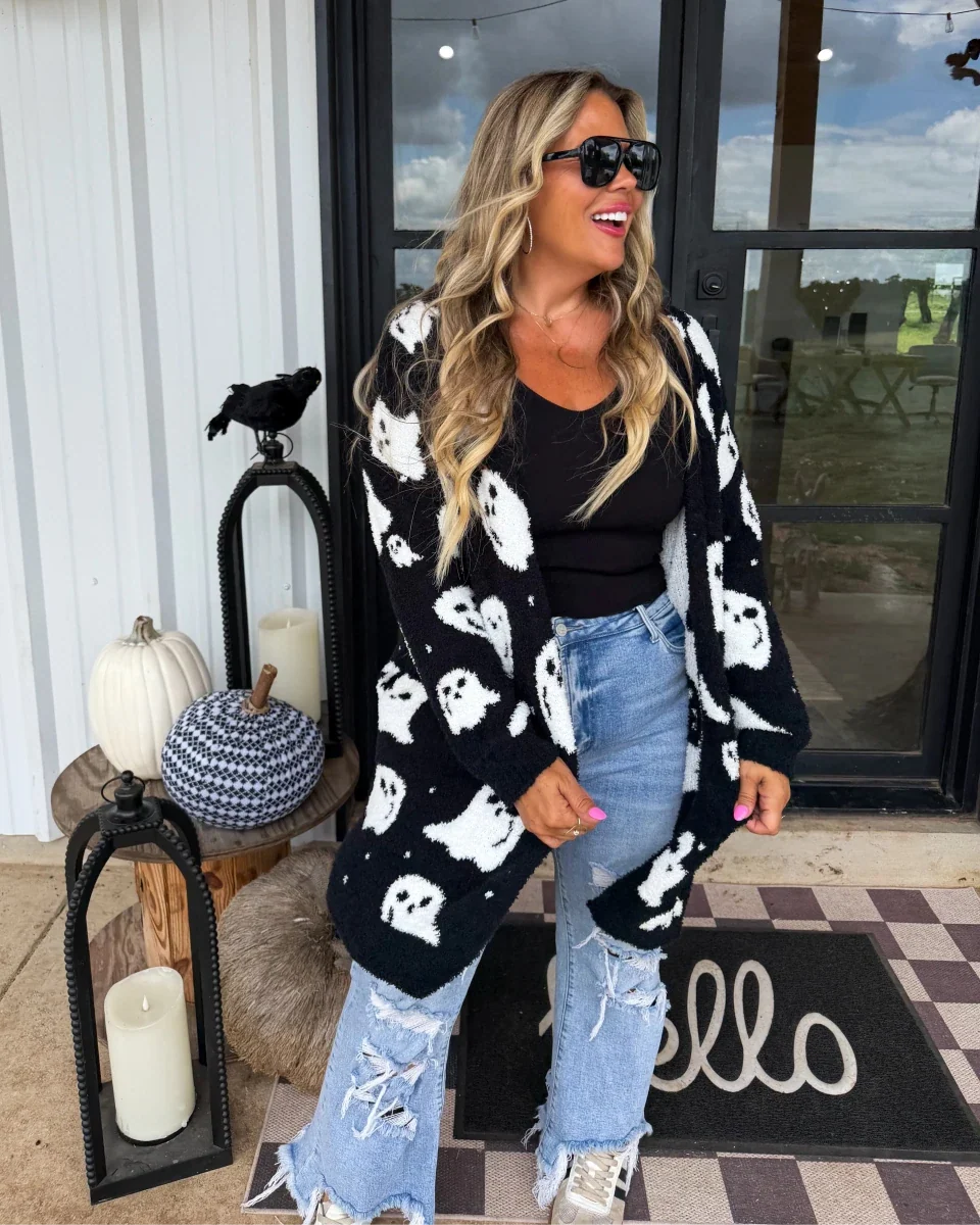 Boo Crew Reversible Cloud Cardigan in Ghost by Blakeley