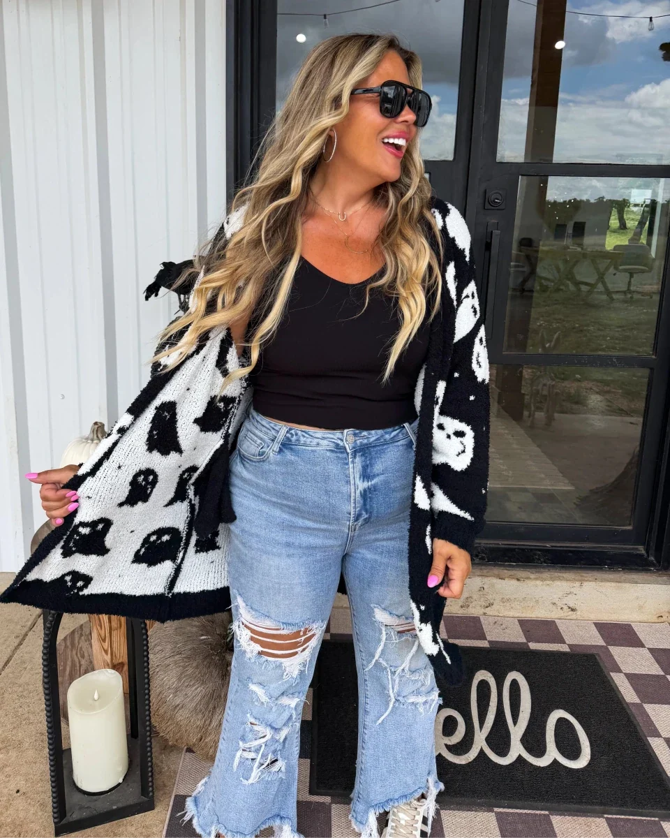 Boo Crew Reversible Cloud Cardigan in Ghost by Blakeley