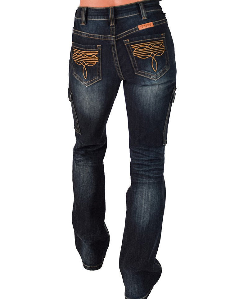 Boot Stitch Cargo Bootcut Jeans by Cowgirl Tuff