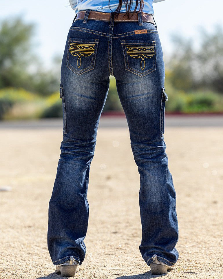 Boot Stitch Cargo Bootcut Jeans by Cowgirl Tuff
