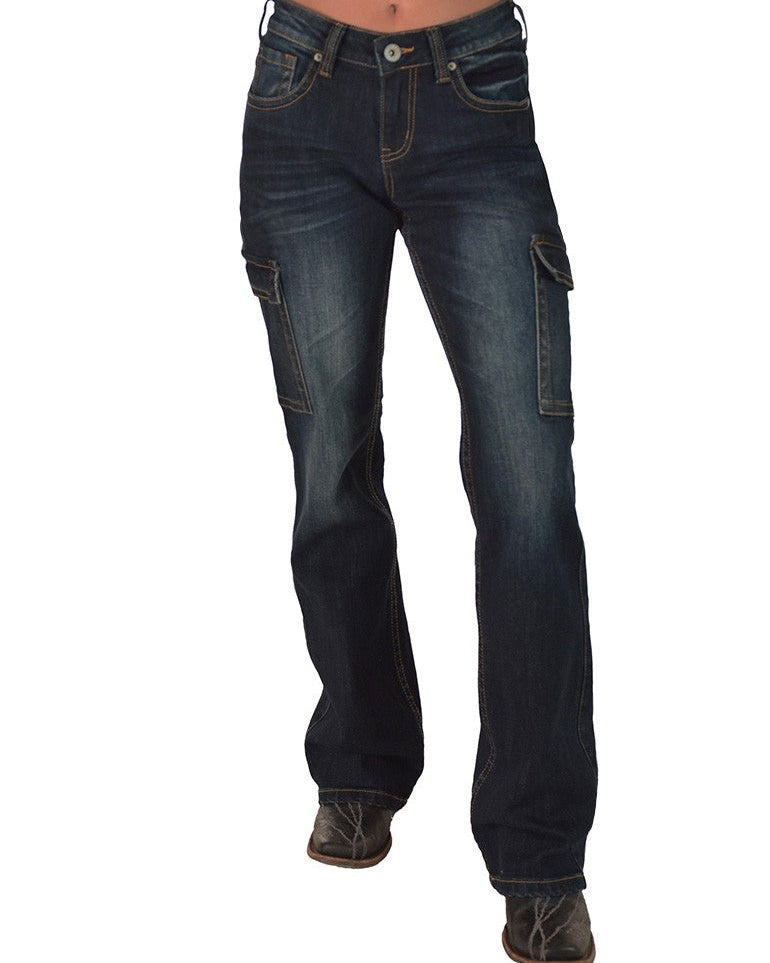 Boot Stitch Cargo Bootcut Jeans by Cowgirl Tuff