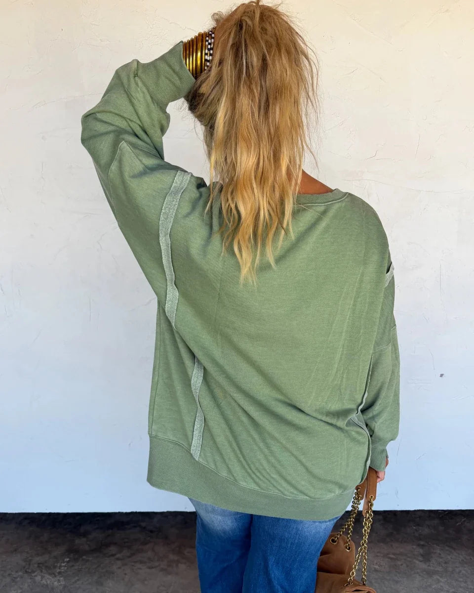 Bridle Path Embroidered Pullover in Sage