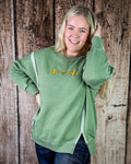 Bridle Path Embroidered Pullover in Sage