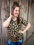 Buckstitch Leopard V Neck Top by Sterling Kreek