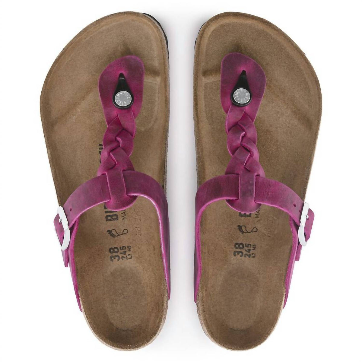 Women's Gizeh Braided Oiled Leather Sandals In Festival Fuchsia