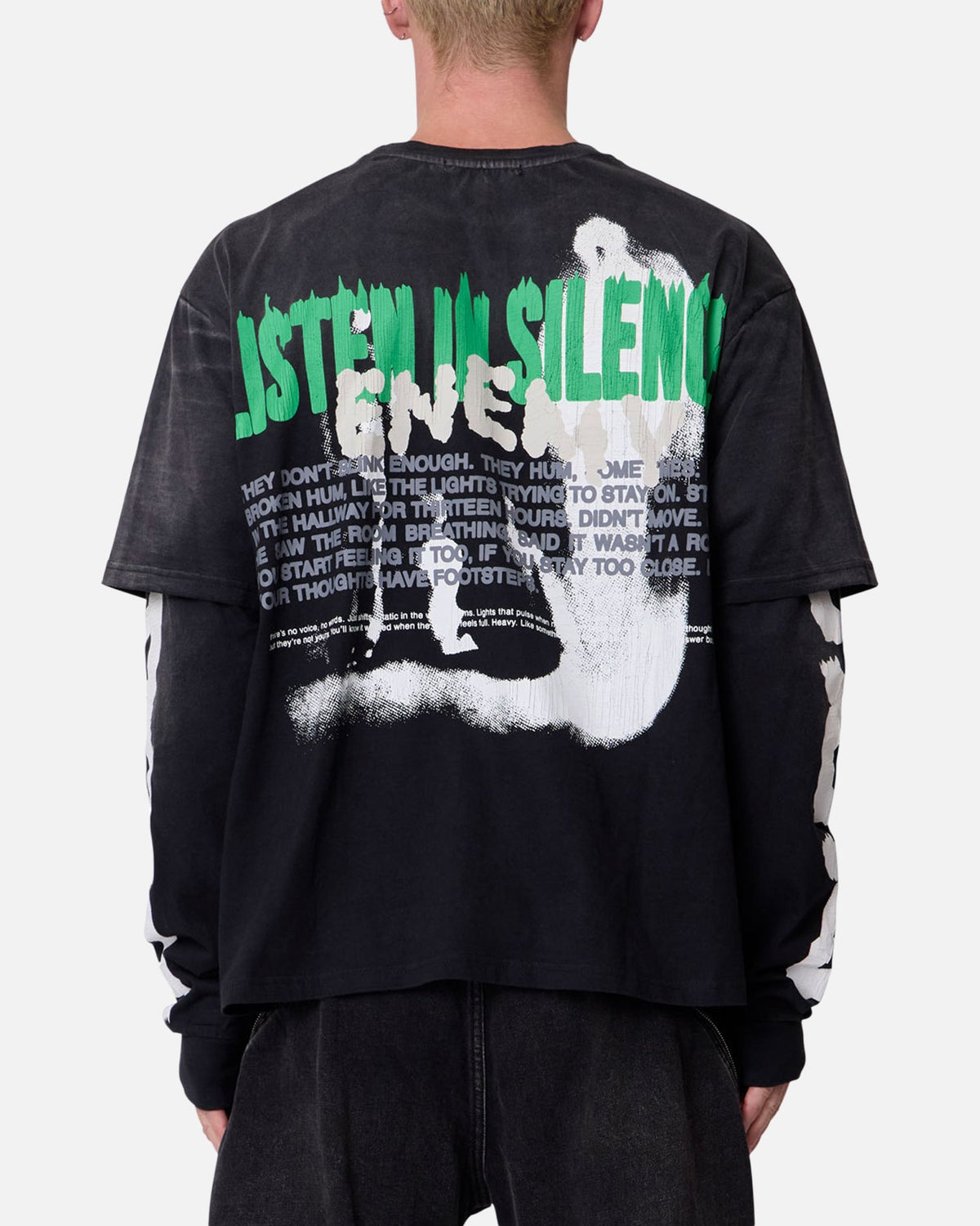 MNML Listen In Silence Long Sleeve T-Shirt Black
