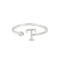 Silver Plated Adjustable CZ Initial Ring